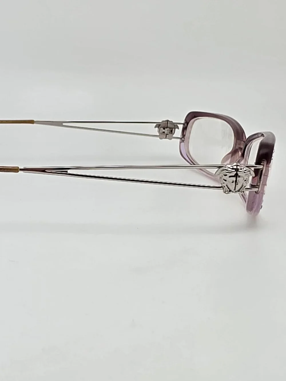 Versace Mod. Purple Fade Silver Rhinestone Petite Eyeglasses Frame w/ Case Italy